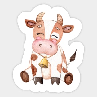 Cute brown cow Sticker